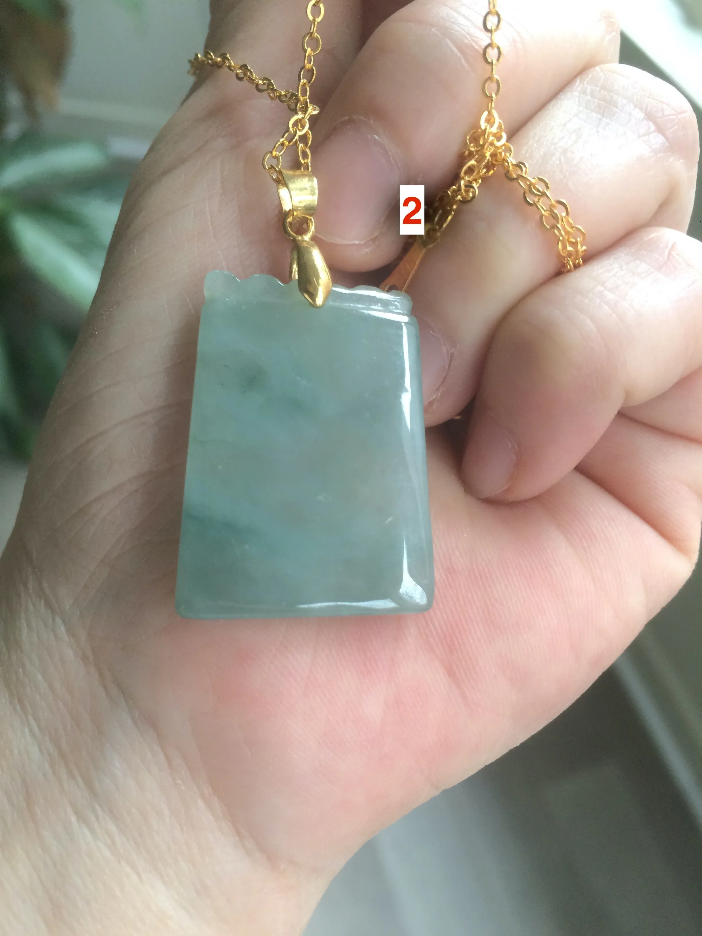 100% Natural watery light green Jadeite Jade safe and sound pendant Y104