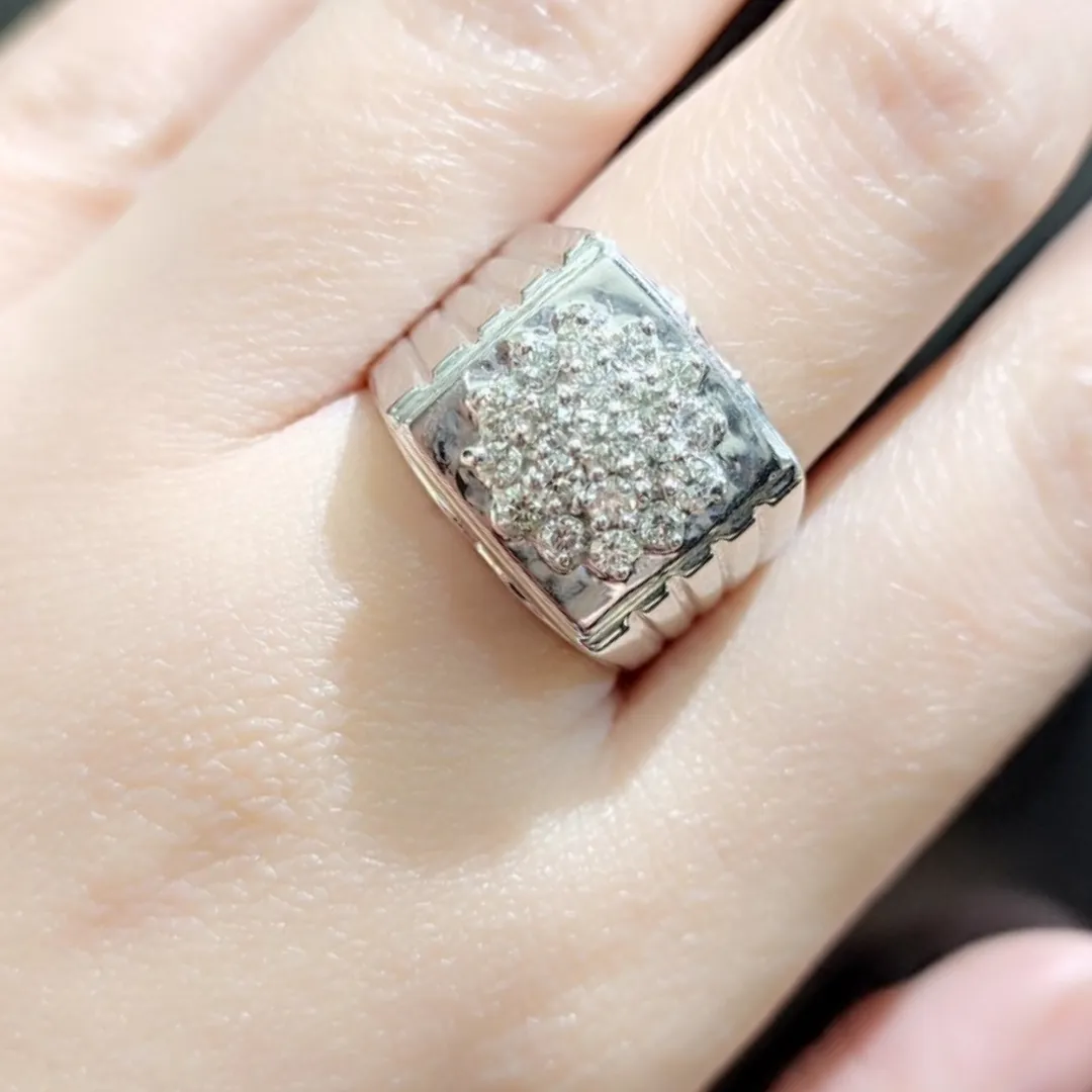 1.0ctw Diamond Men's Ring 14K White Gold