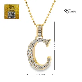 14K Gold 1.59 CTW Diamond C Charm