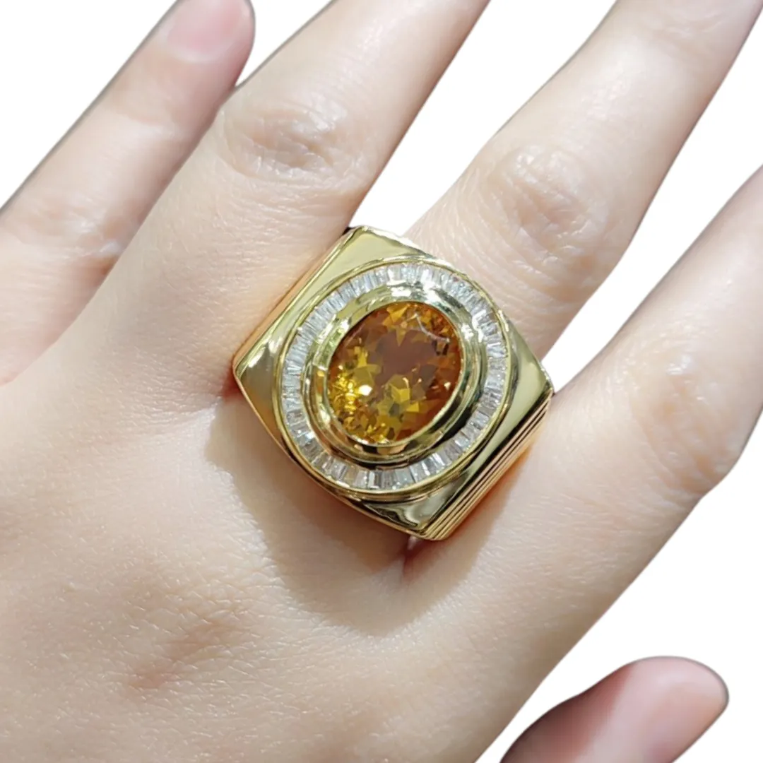 1.5ctw Diamond Men's Ring 18K Gold 6ctw Oval Gem
