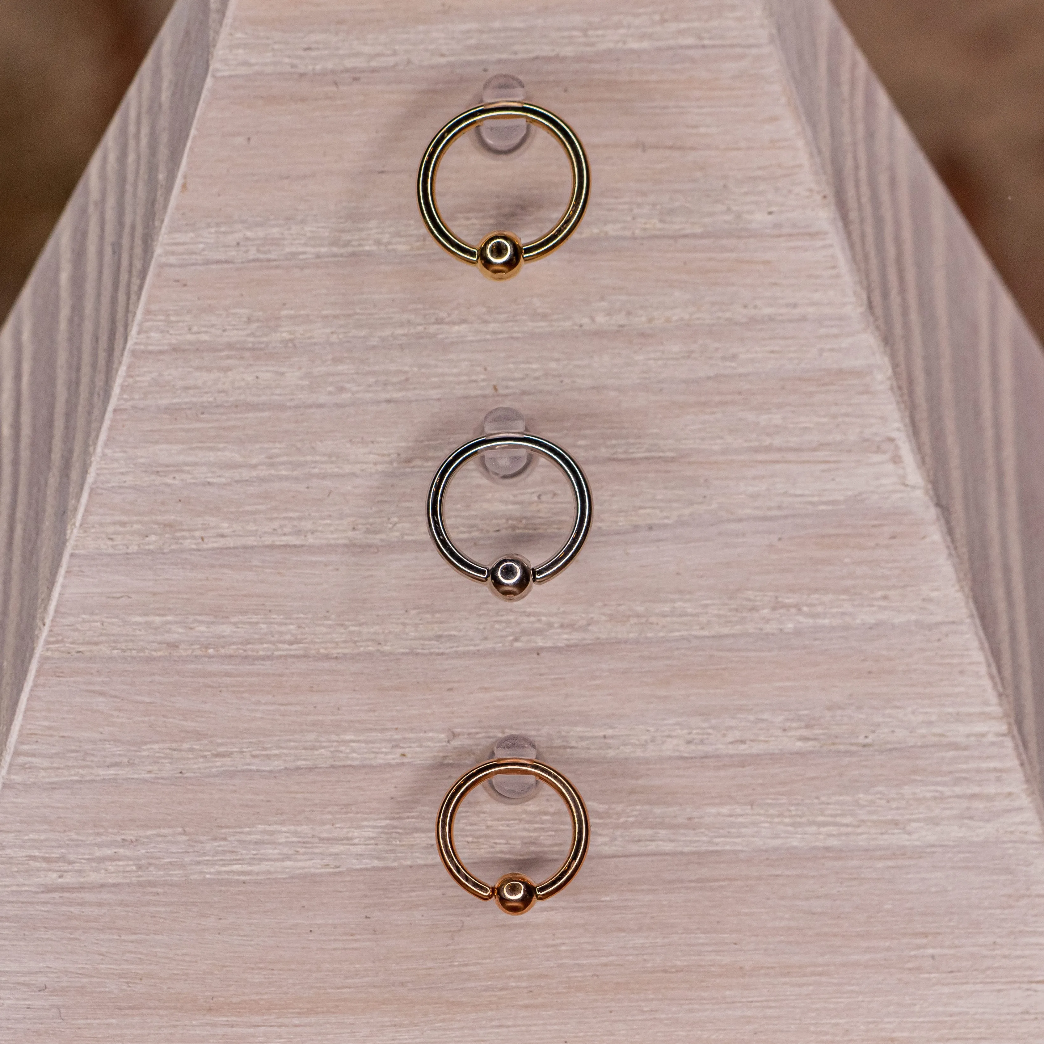 18g 3/8" Captive Bead Ring in Rose Gold