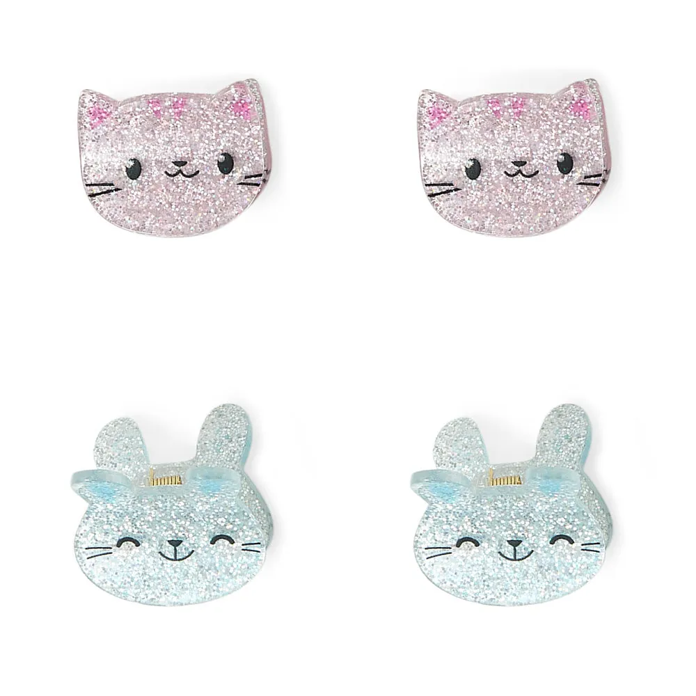 Accessorize London Girl's Multi Hair Character Bulldogs Set Of 4