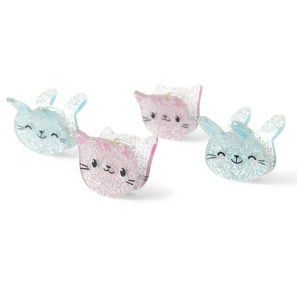 Accessorize London Girl's Multi Hair Character Bulldogs Set Of 4