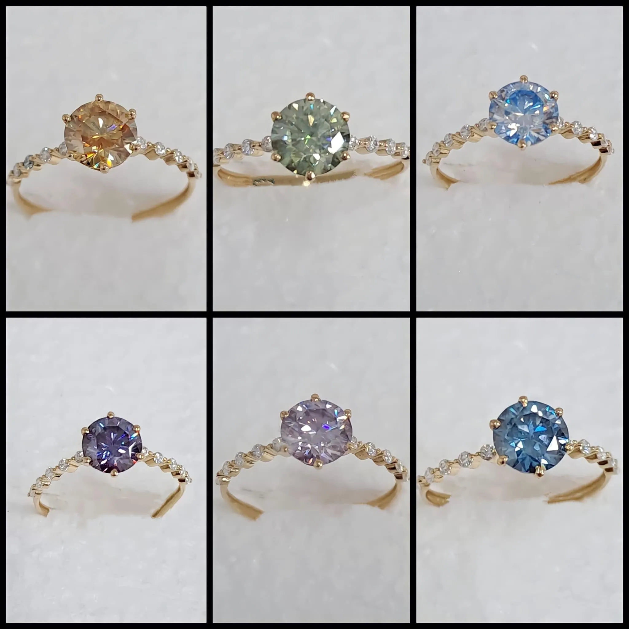 Adjustable Colored Moissanite Engagement/Birthstone Ring 18K Gold