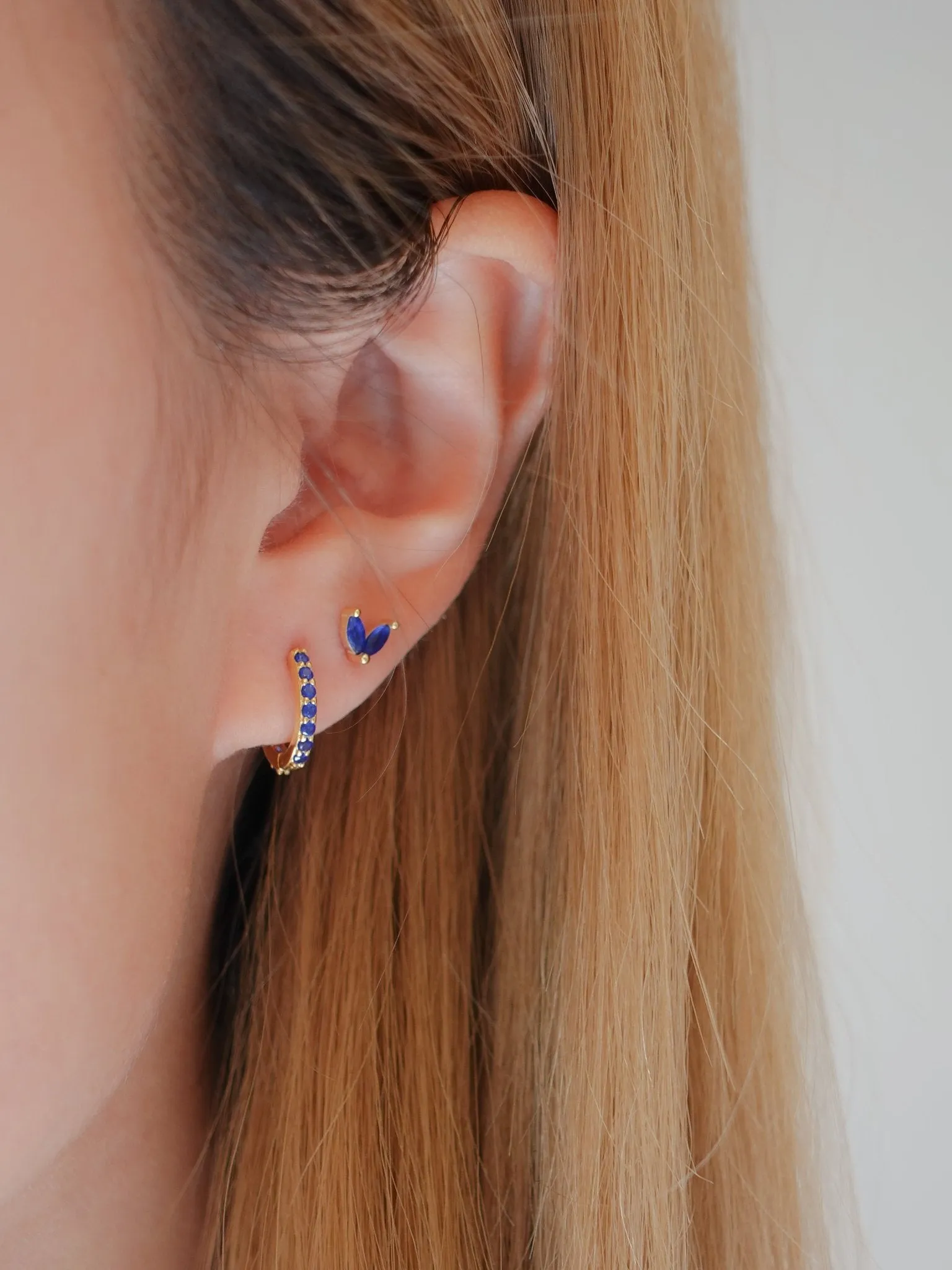Blue Sprout Sterling Studs in Gold