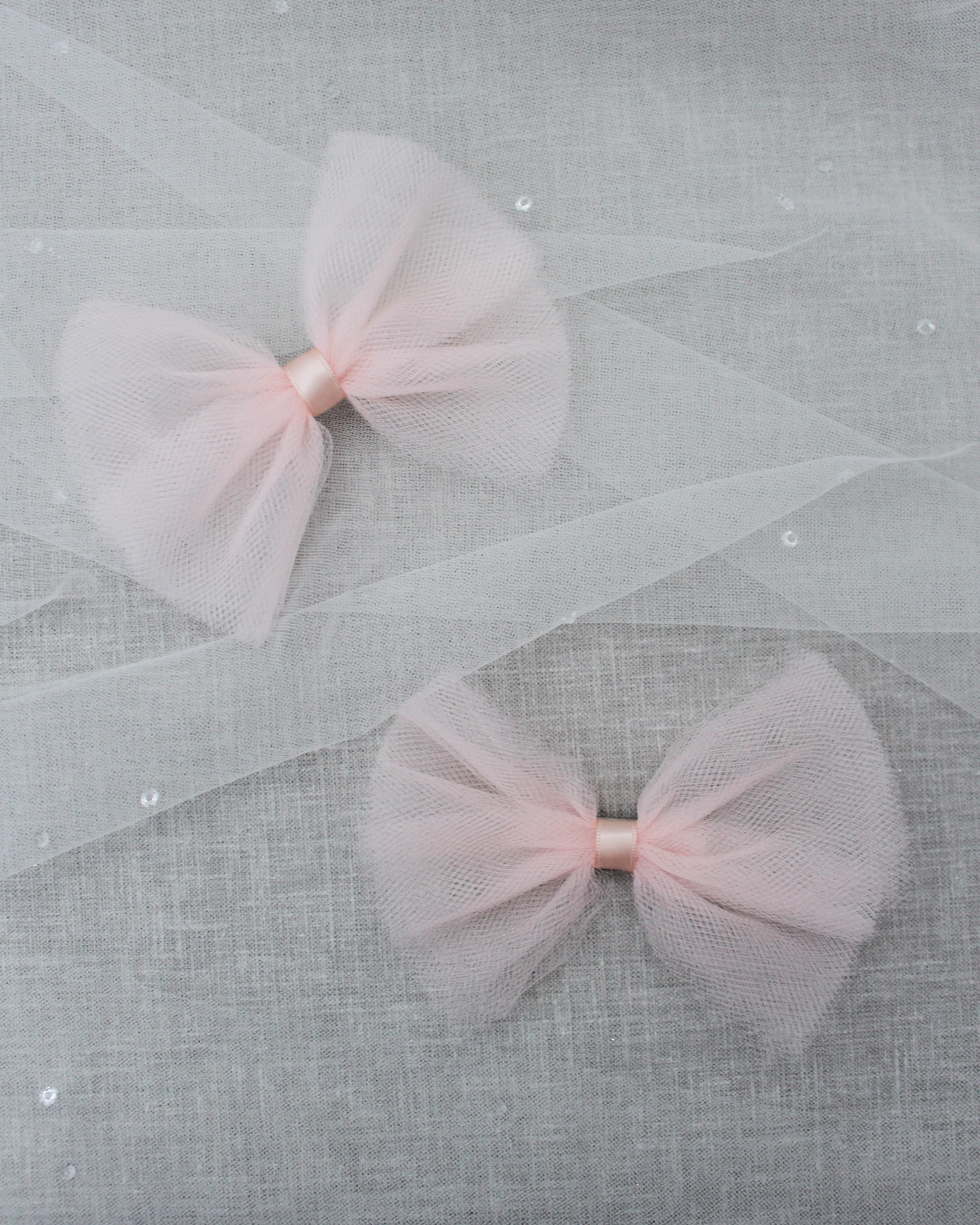 Blush Butterfly Tulle Bow Hair Clip or Shoe Clips