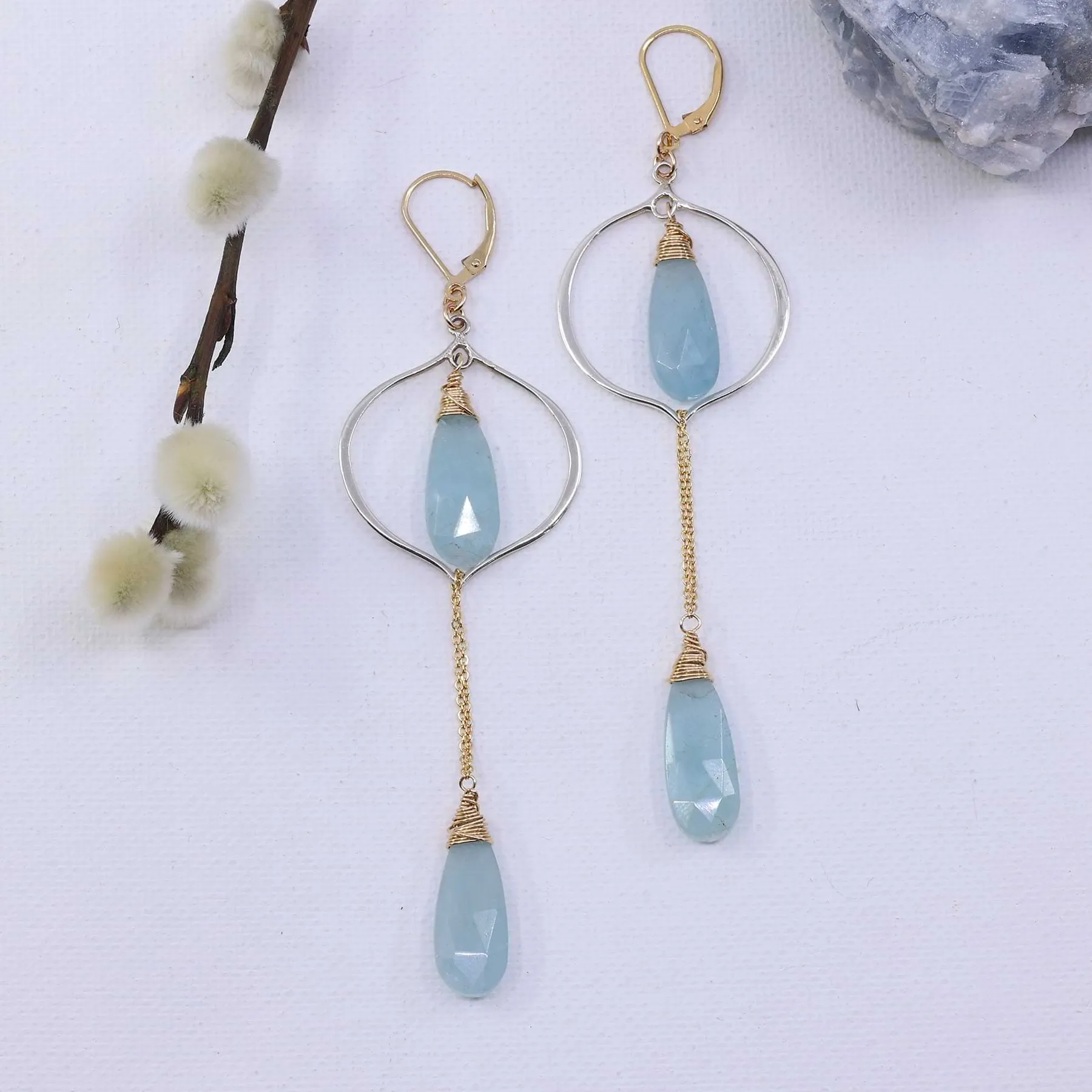 Breeze - Aquamarine Drop Earrings