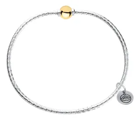 Cape Cod Sterling Silver Single Gold Ball Twisted Bangle Bracelet