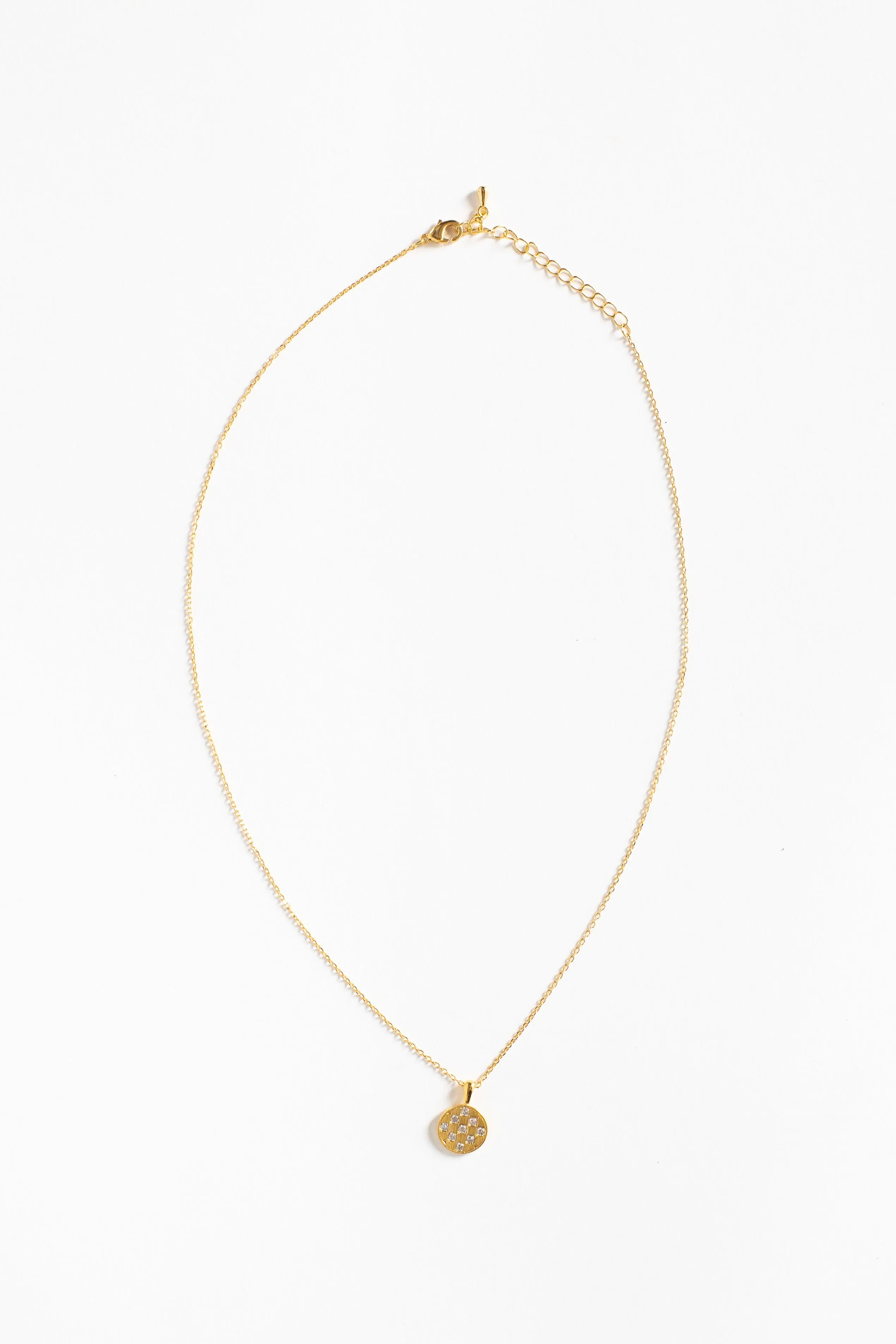 Cove Rhinestone Checker Circle Necklace