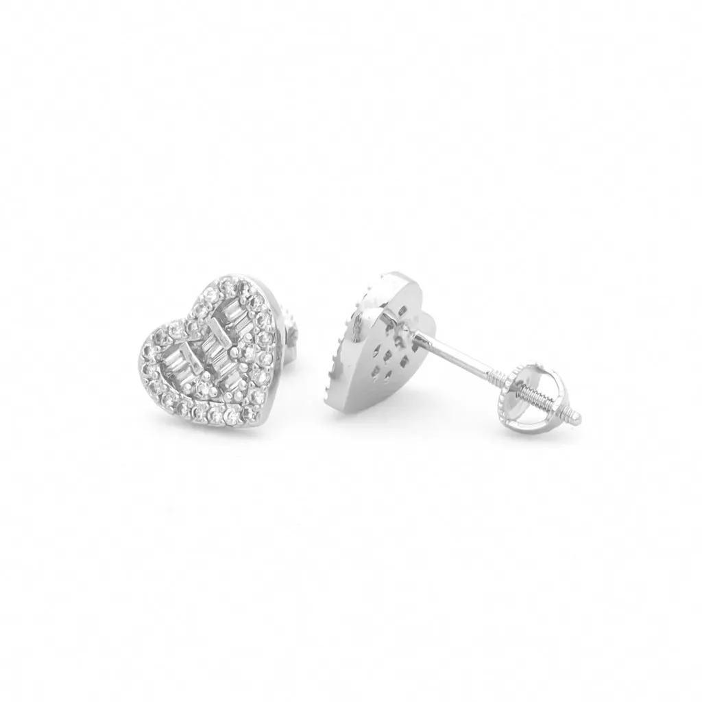CZ Paved Iced Heart Stud Earrings