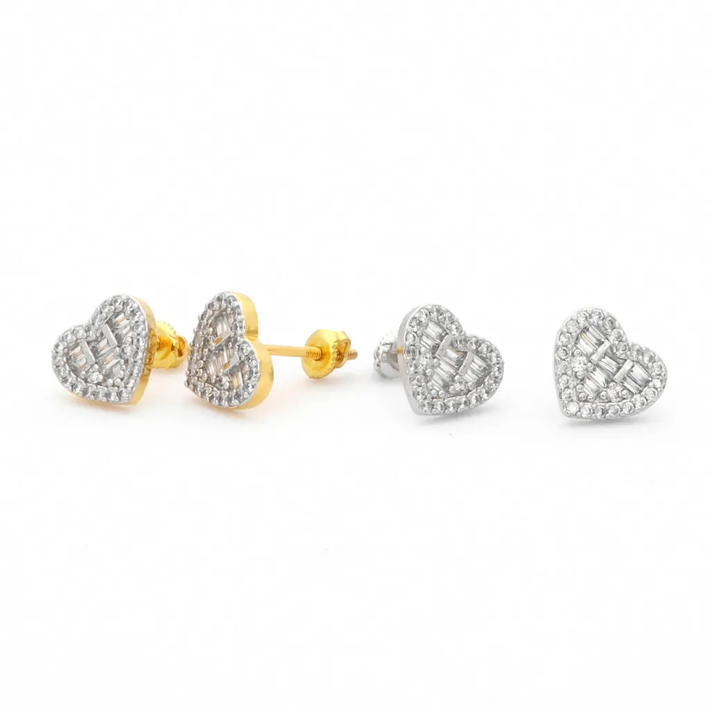 CZ Paved Iced Heart Stud Earrings