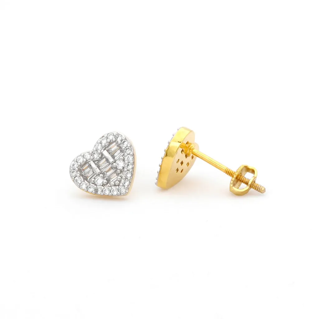 CZ Paved Iced Heart Stud Earrings