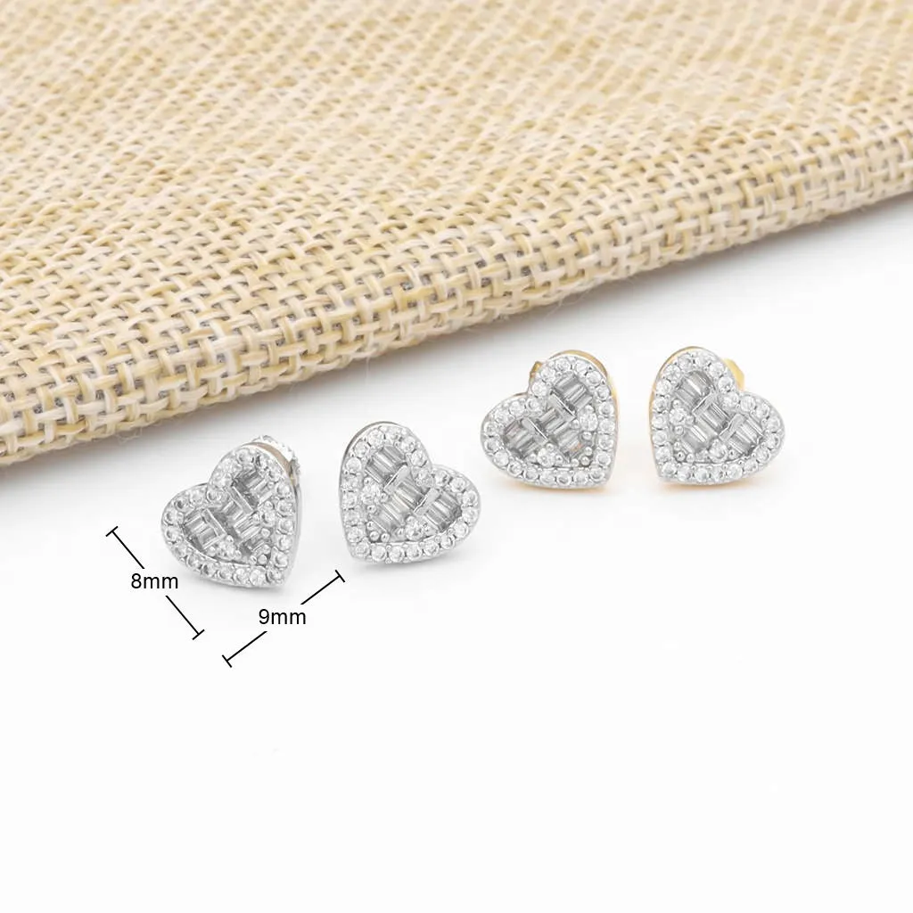 CZ Paved Iced Heart Stud Earrings