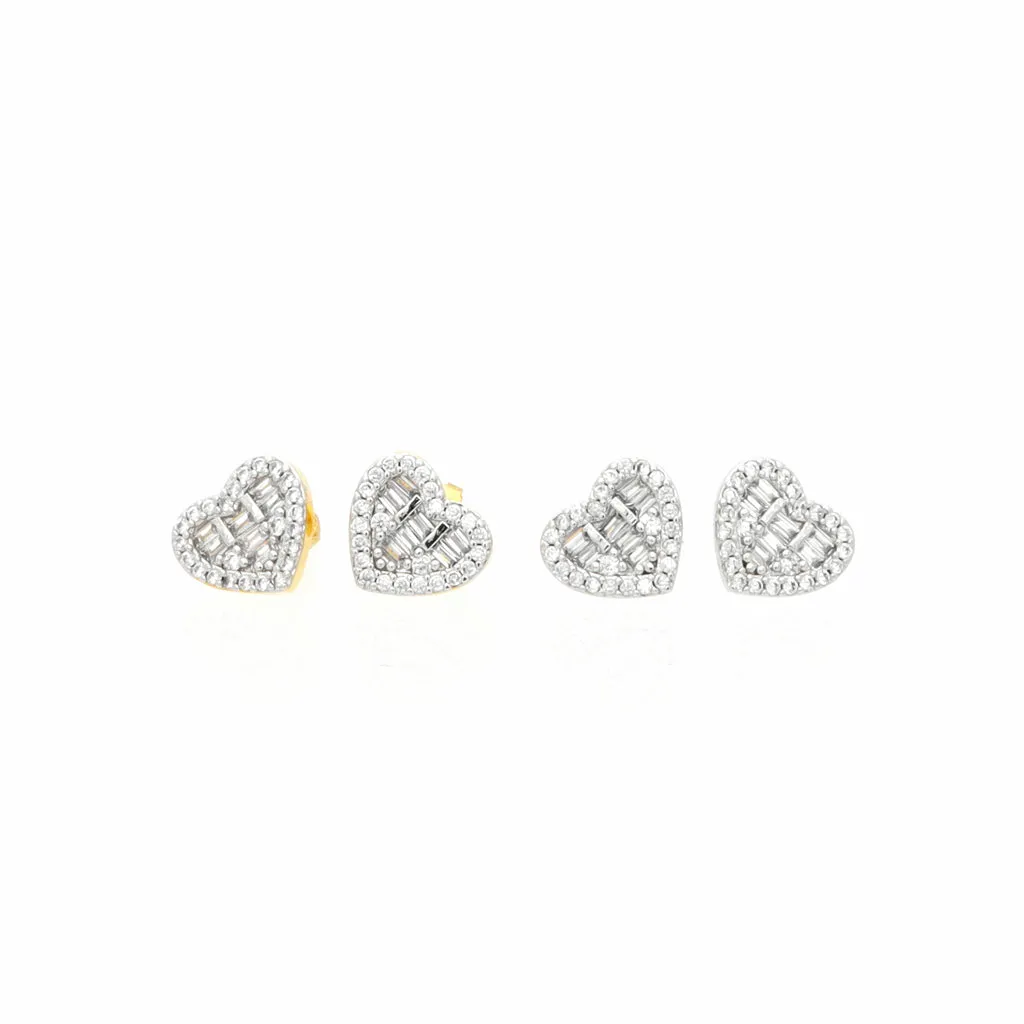 CZ Paved Iced Heart Stud Earrings