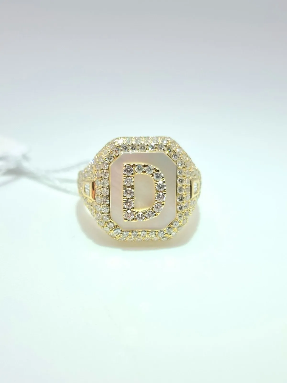 Diamond Initial Pinky Ring 14K Yellow Gold