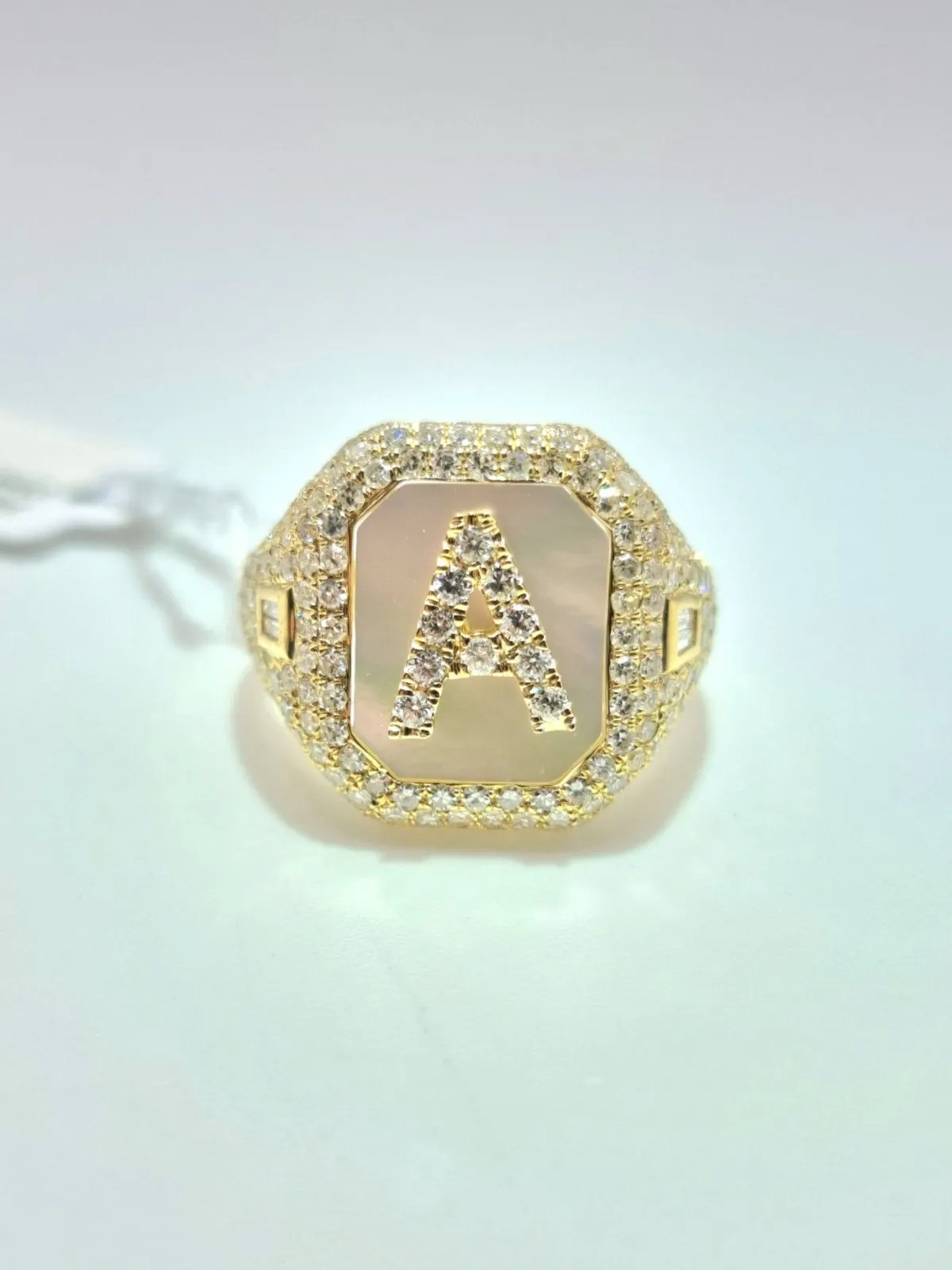 Diamond Initial Pinky Ring 14K Yellow Gold