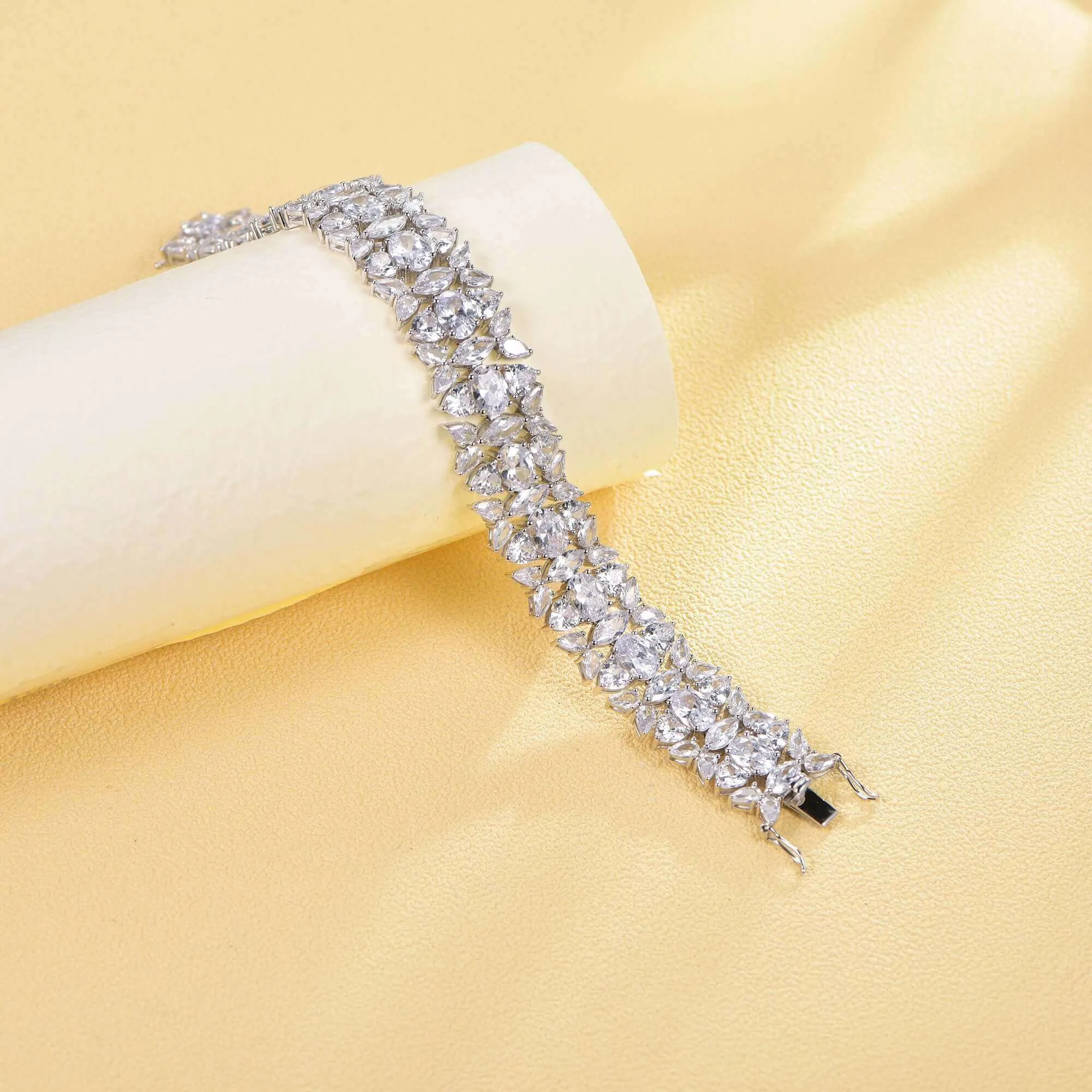 Elegant Multi-shape Cubic Zirconia Chain Bracelet