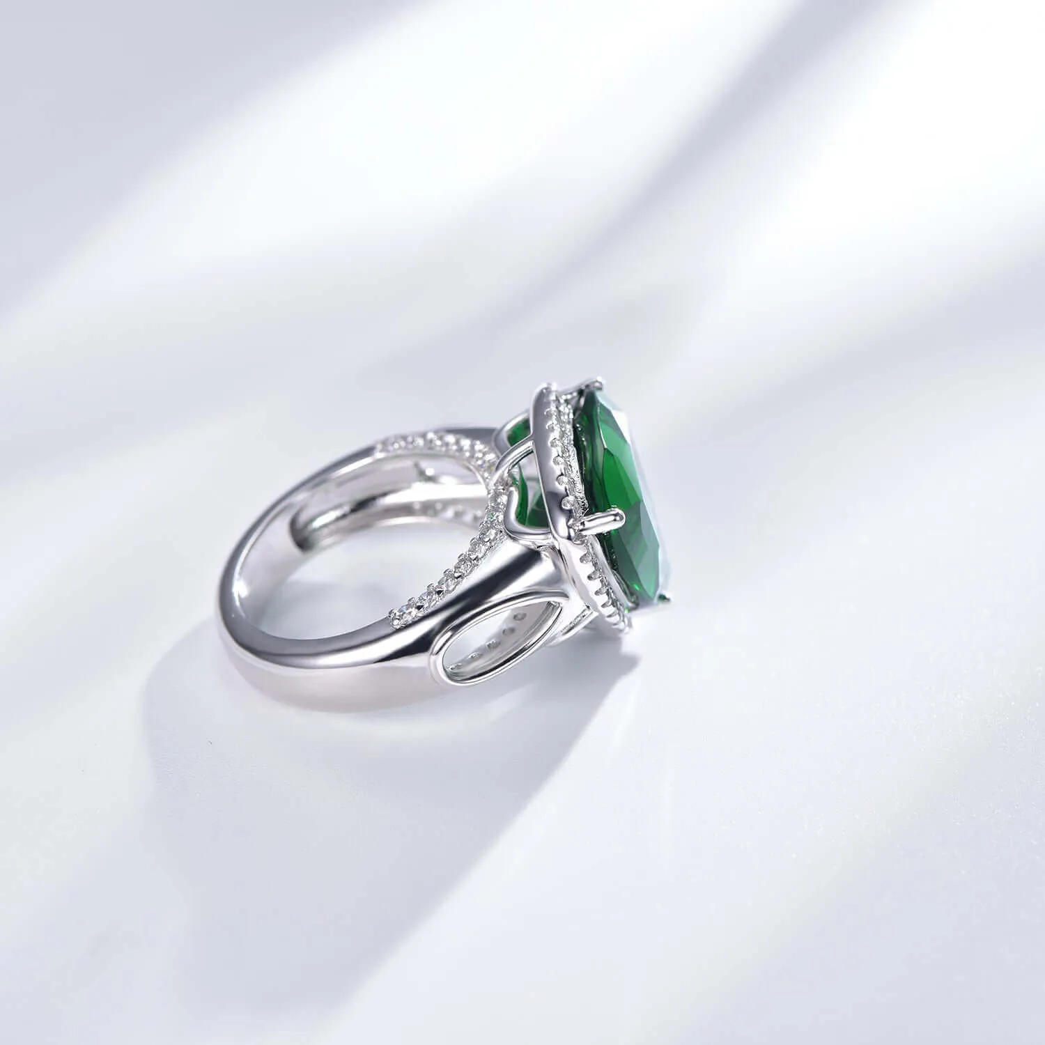Emerald Green Trilliant Cut Engagement Ring