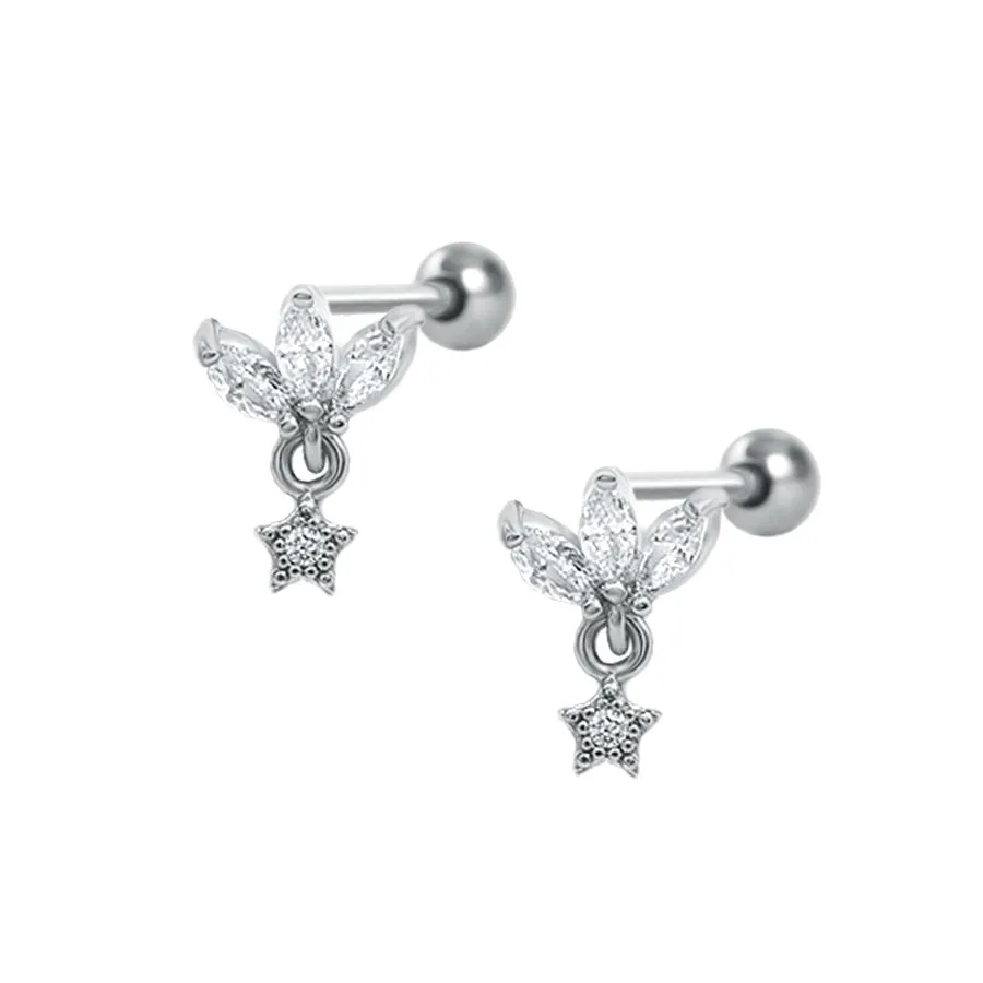 Exquisite Star Pendant Ball Back Earring