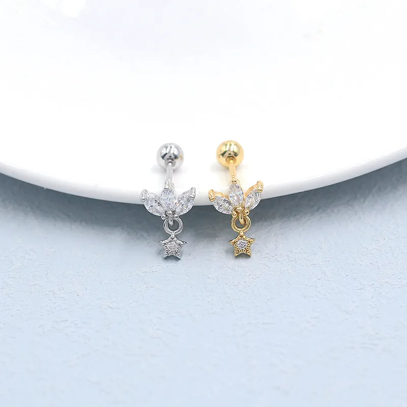 Exquisite Star Pendant Ball Back Earring