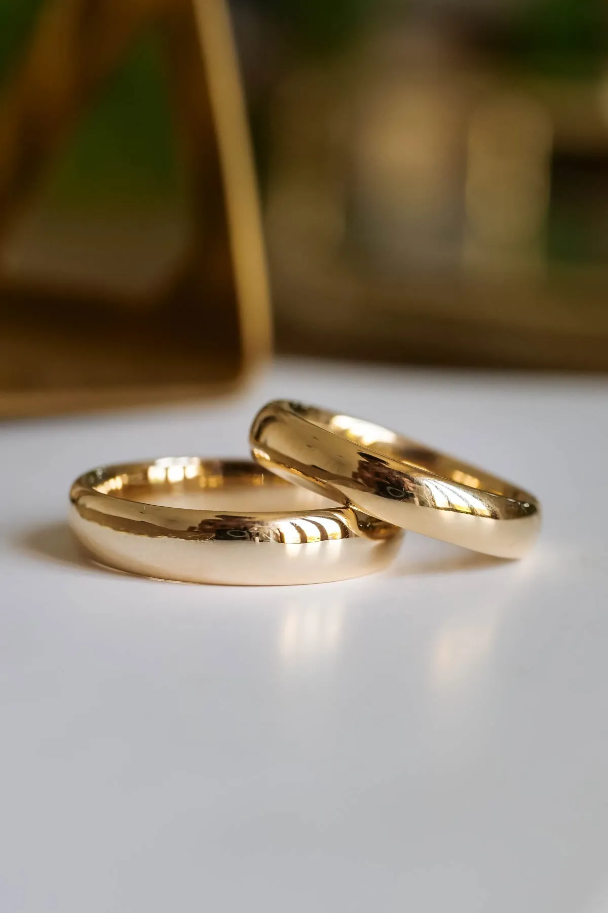 Extra thick classic gold wedding band, comfort fit ring, 5 mm width