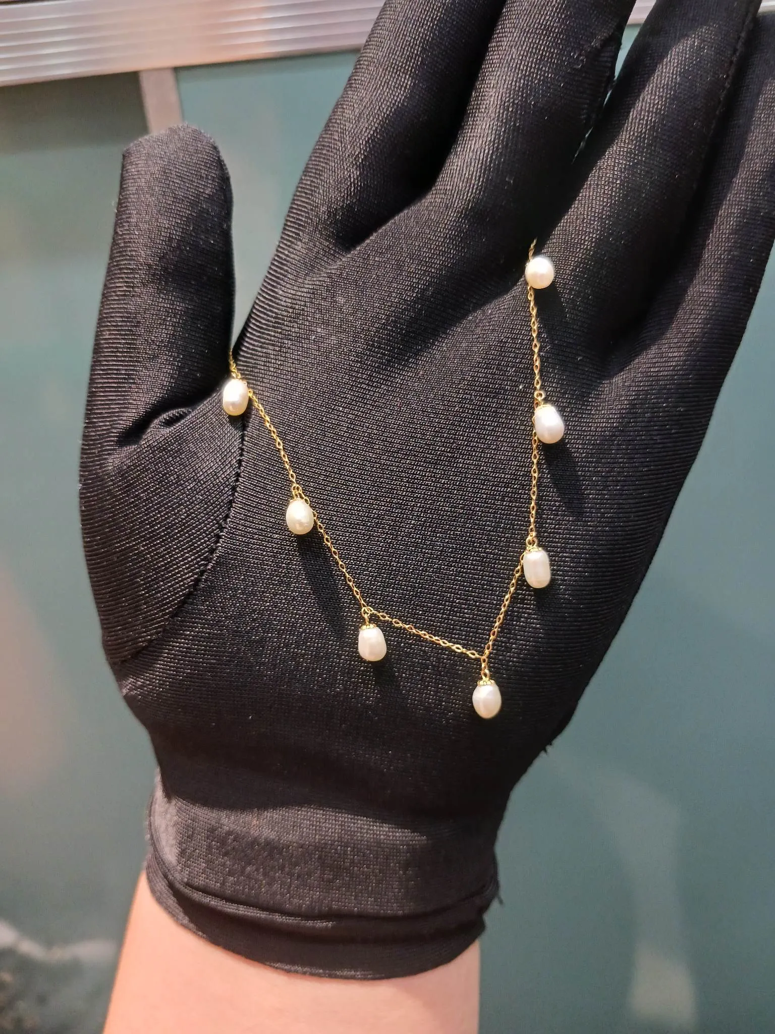 Freshwater Pearl Station Necklace 18K Gold