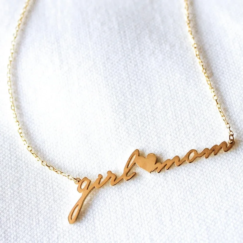 Girl Mom Script Necklace