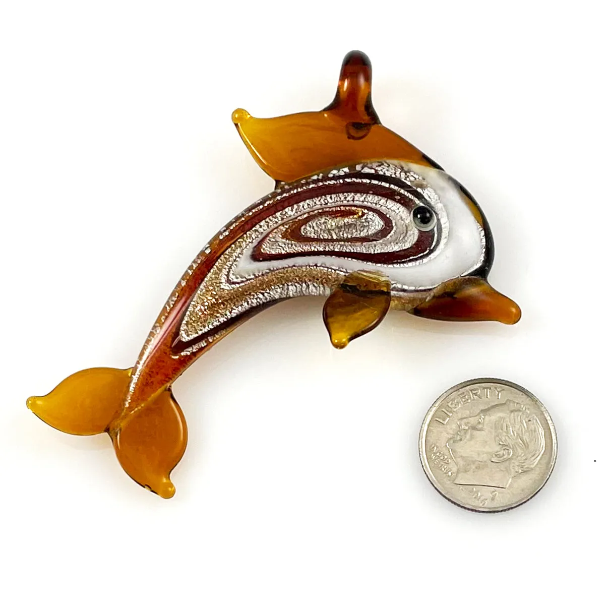 Glass Dolphin Topaz Pendant Lamp Work