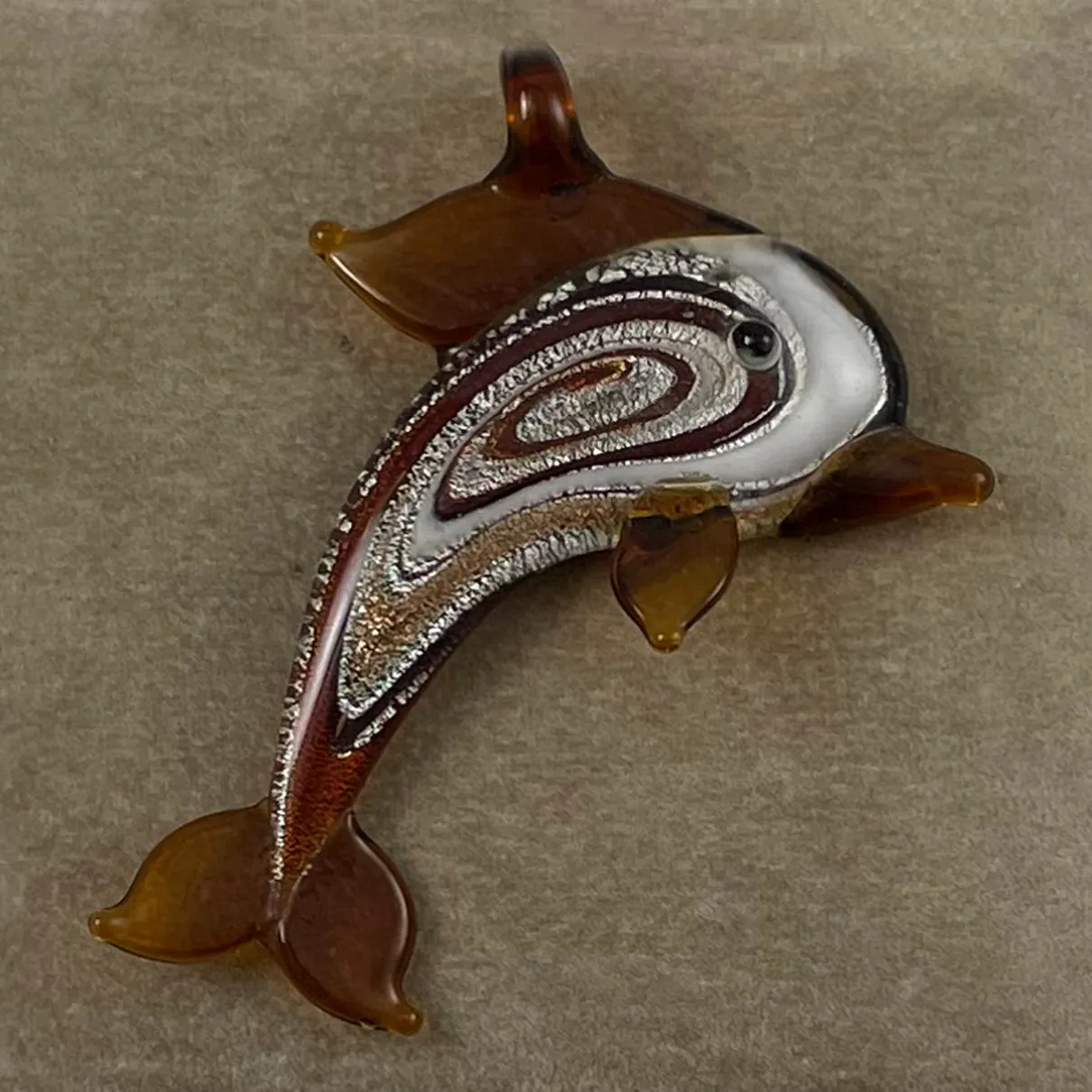 Glass Dolphin Topaz Pendant Lamp Work