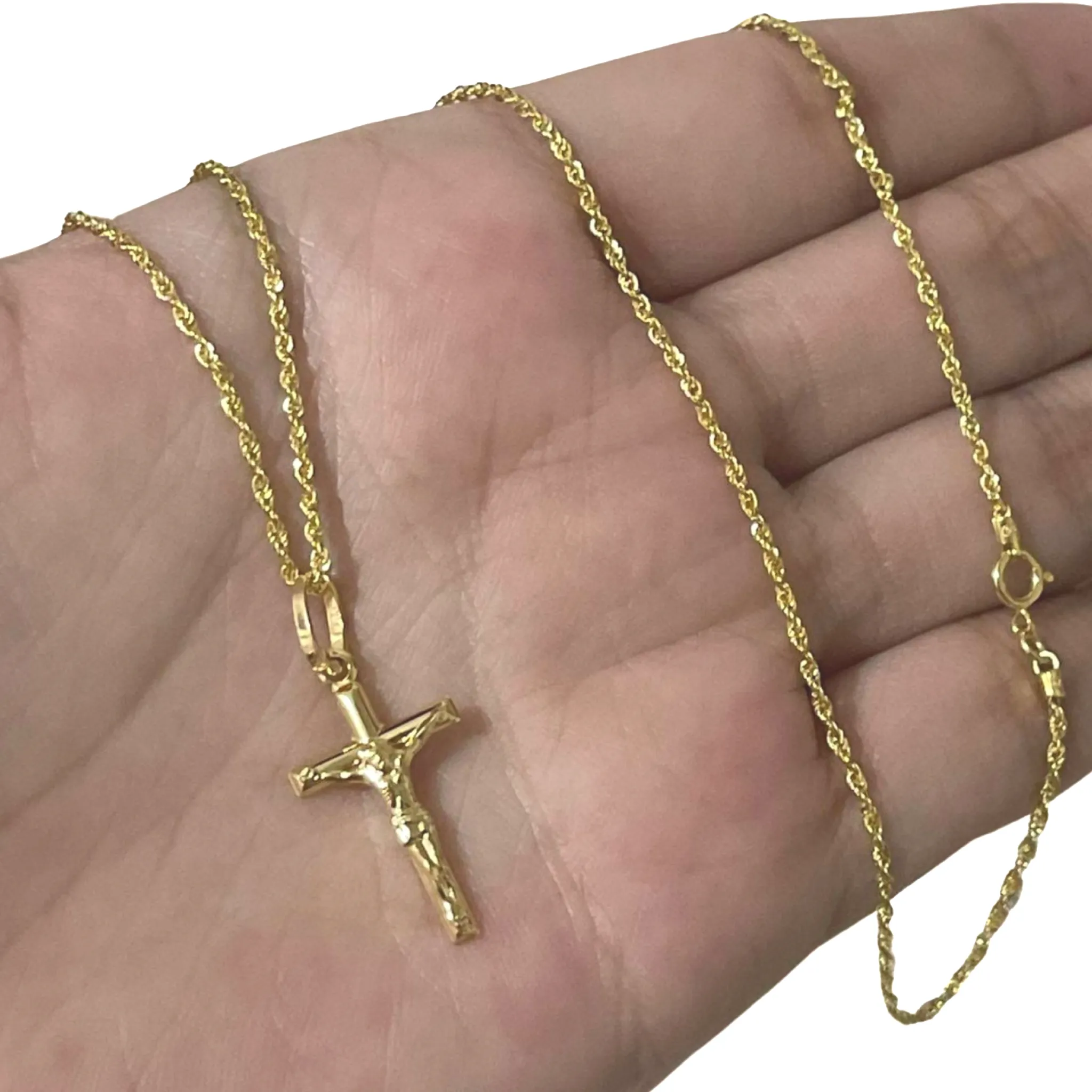 #GOLD2024 | 18K Cross Necklace in Rope Chain 18”
