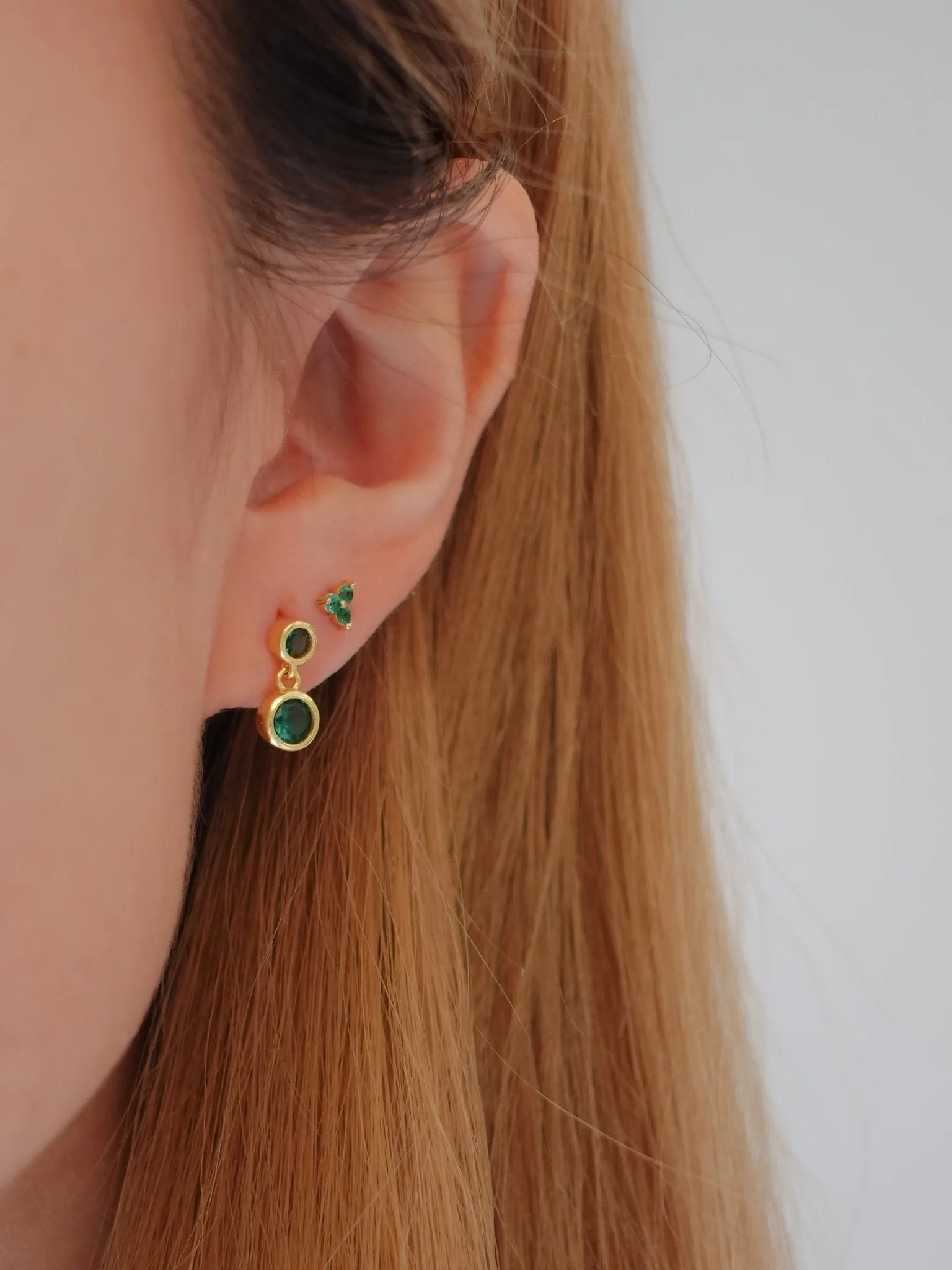 Green Twinkle Studs in Gold