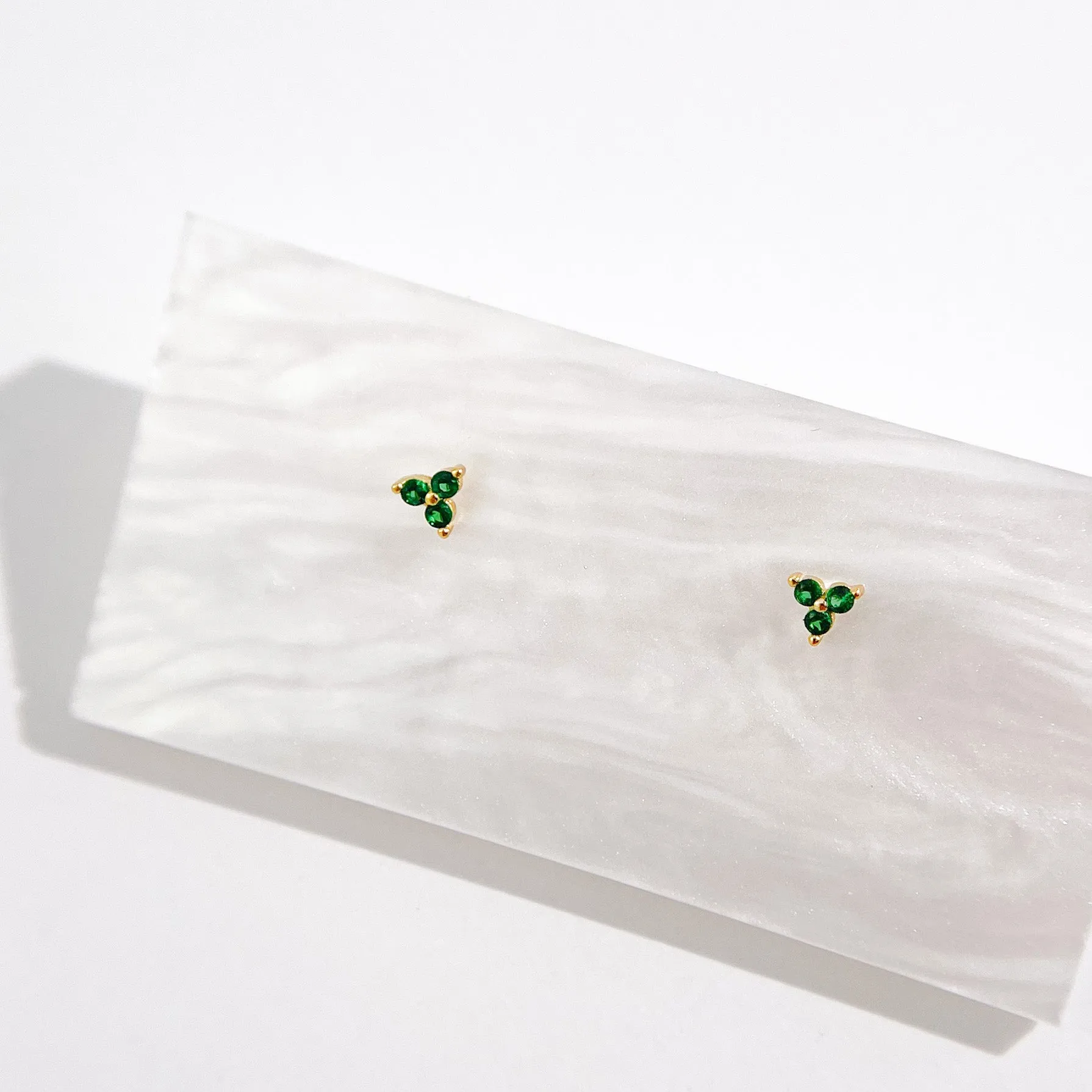 Green Twinkle Studs in Gold