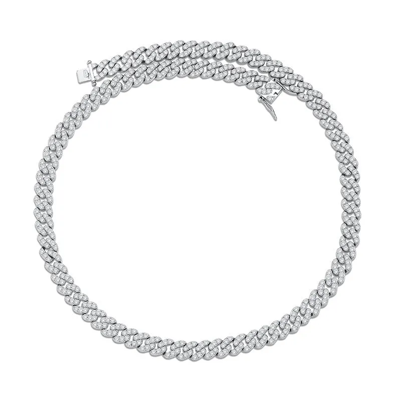 Hip Hop 8mm White Copper Cuban Diamond Chain Bracelet