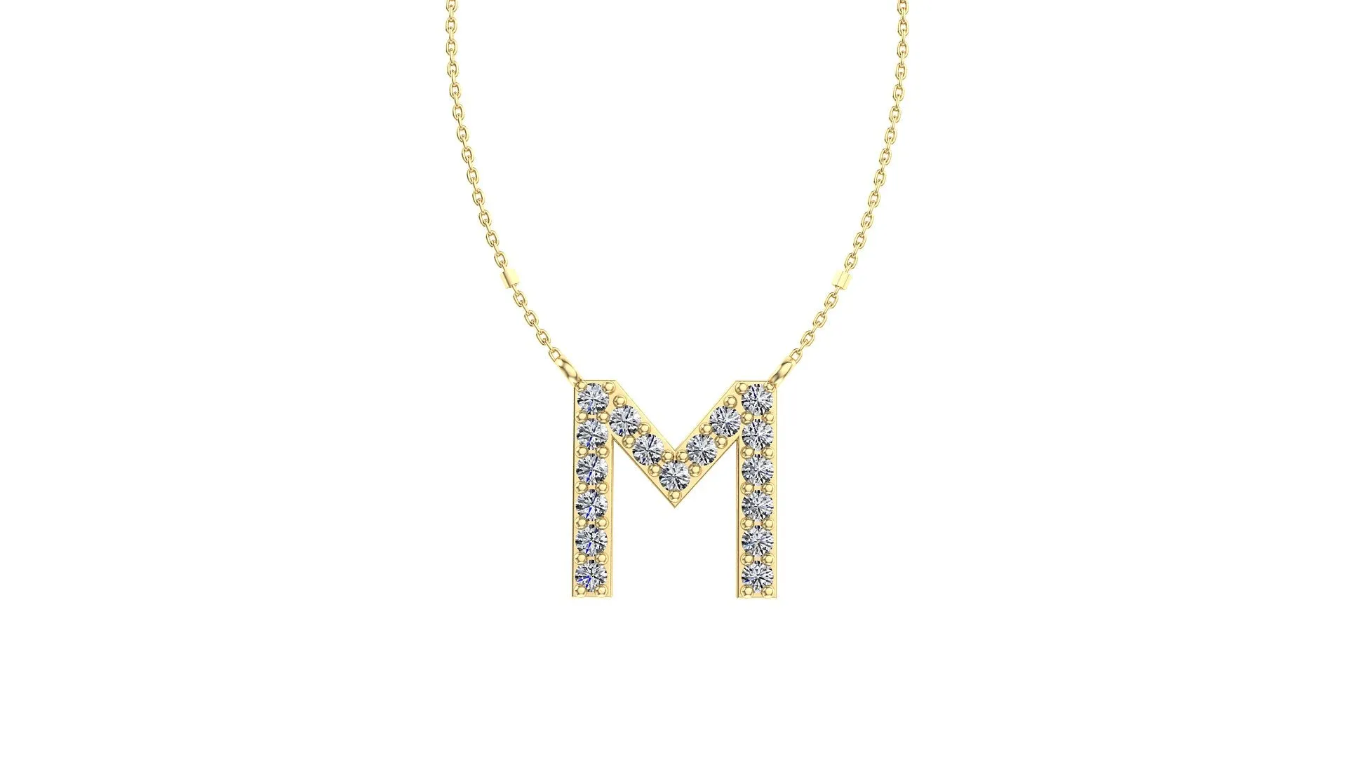 Initial M Diamond Pendant 14K Gold DIP013