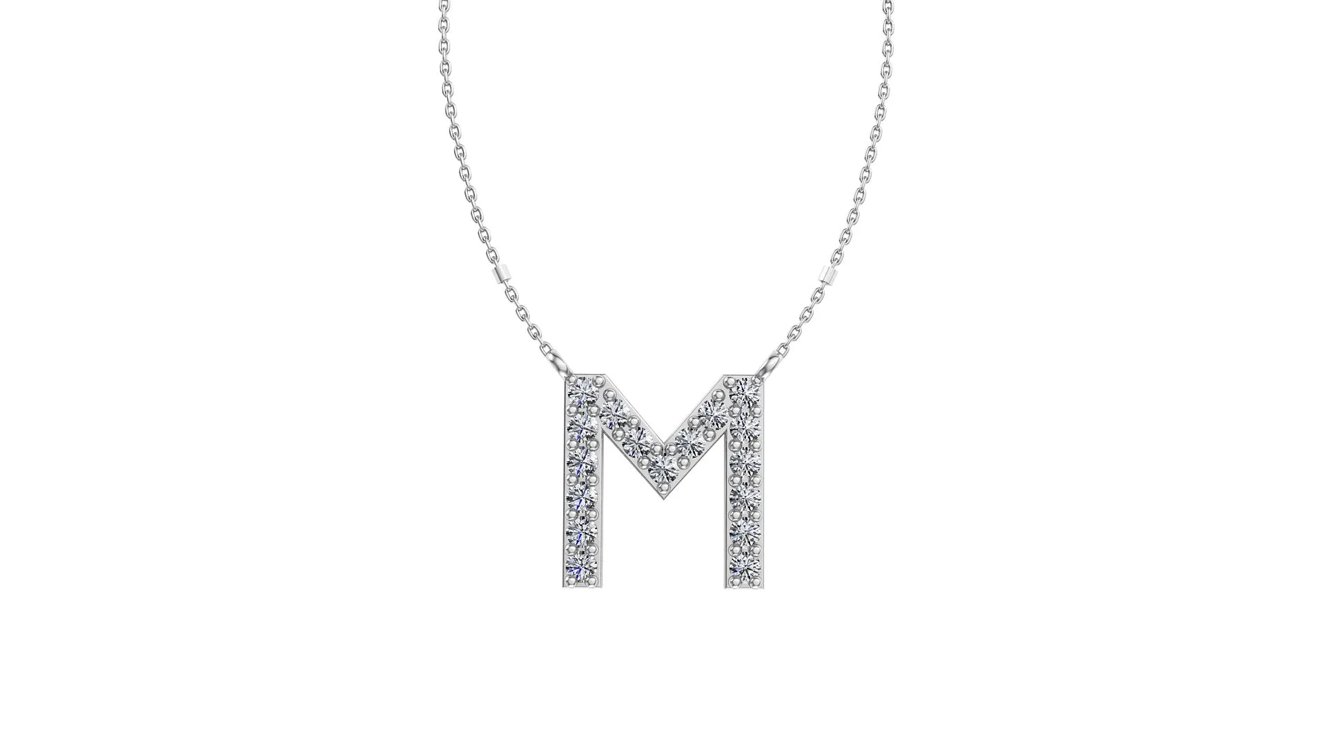 Initial M Diamond Pendant 14K Gold DIP013