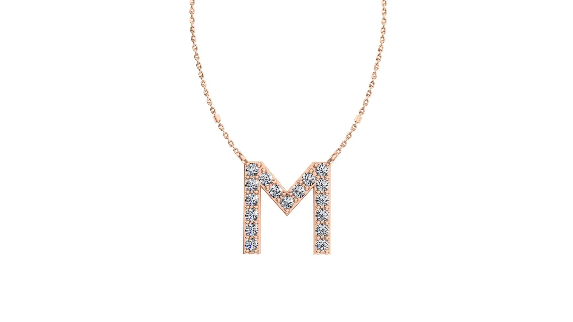 Initial M Diamond Pendant 14K Gold DIP013