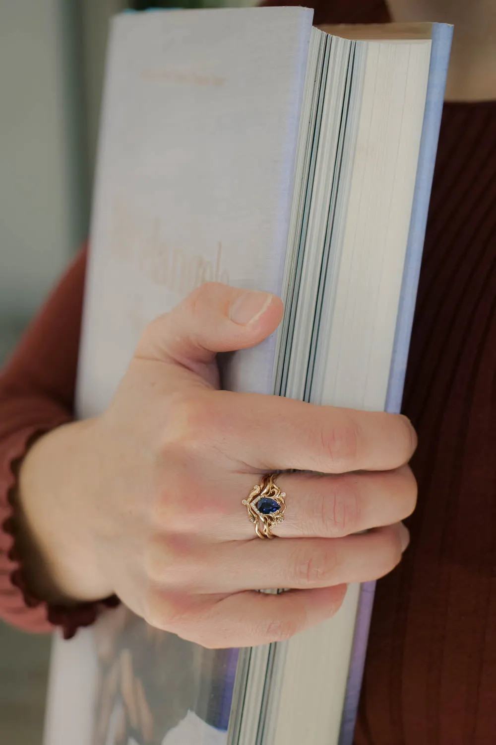 Lab sapphire and diamonds engagement ring / Lida small