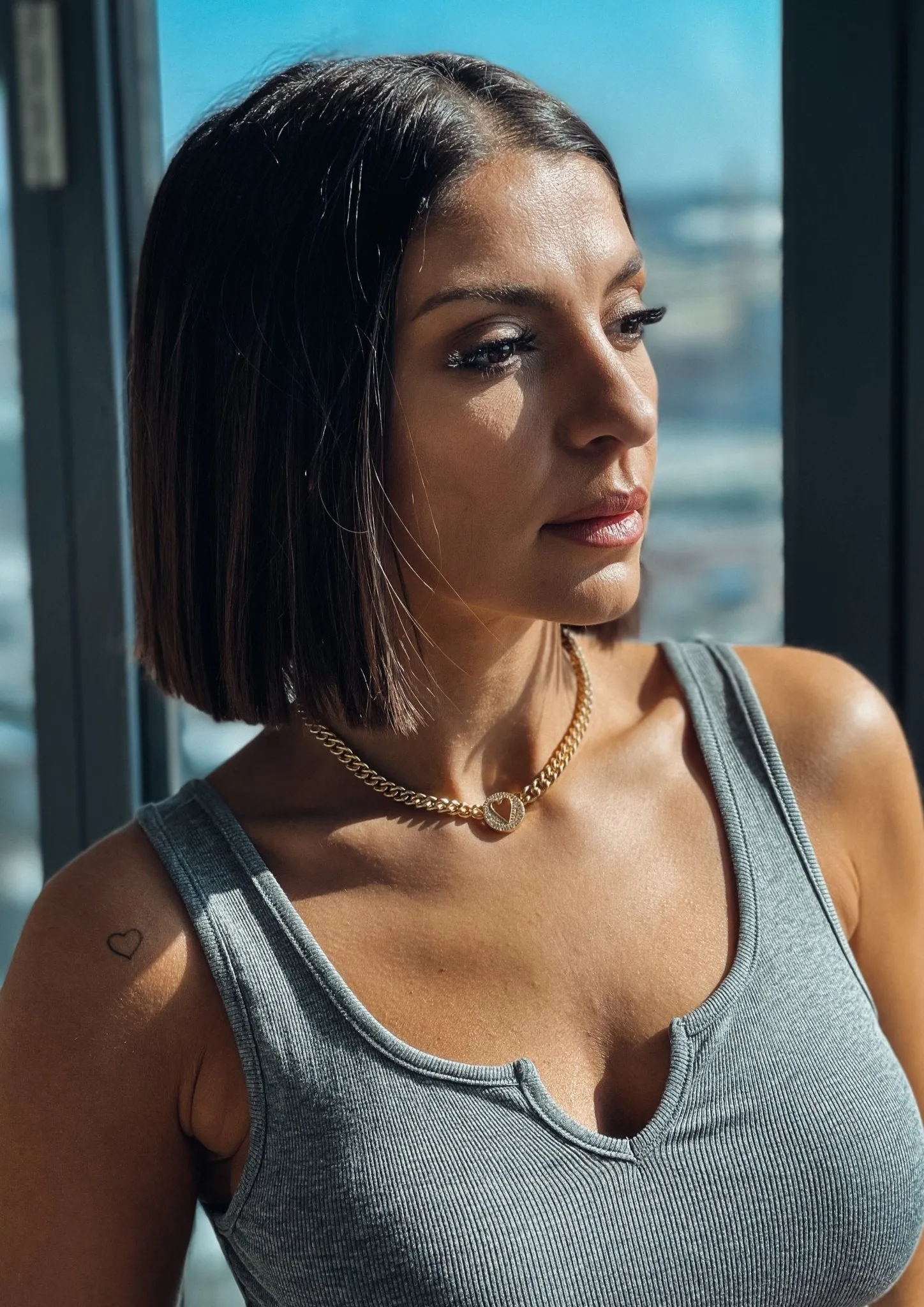 Pave Heart Choker Necklace
