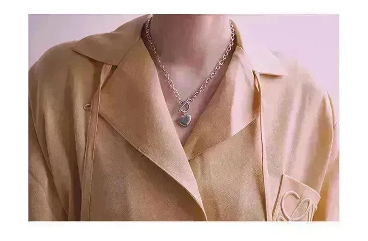 Personalized Thick Chain Ins Wind Love Clavicle Necklace Choker Niche Design Trend Necklace For Women
