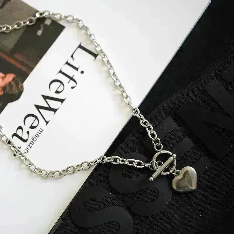 Personalized Thick Chain Ins Wind Love Clavicle Necklace Choker Niche Design Trend Necklace For Women
