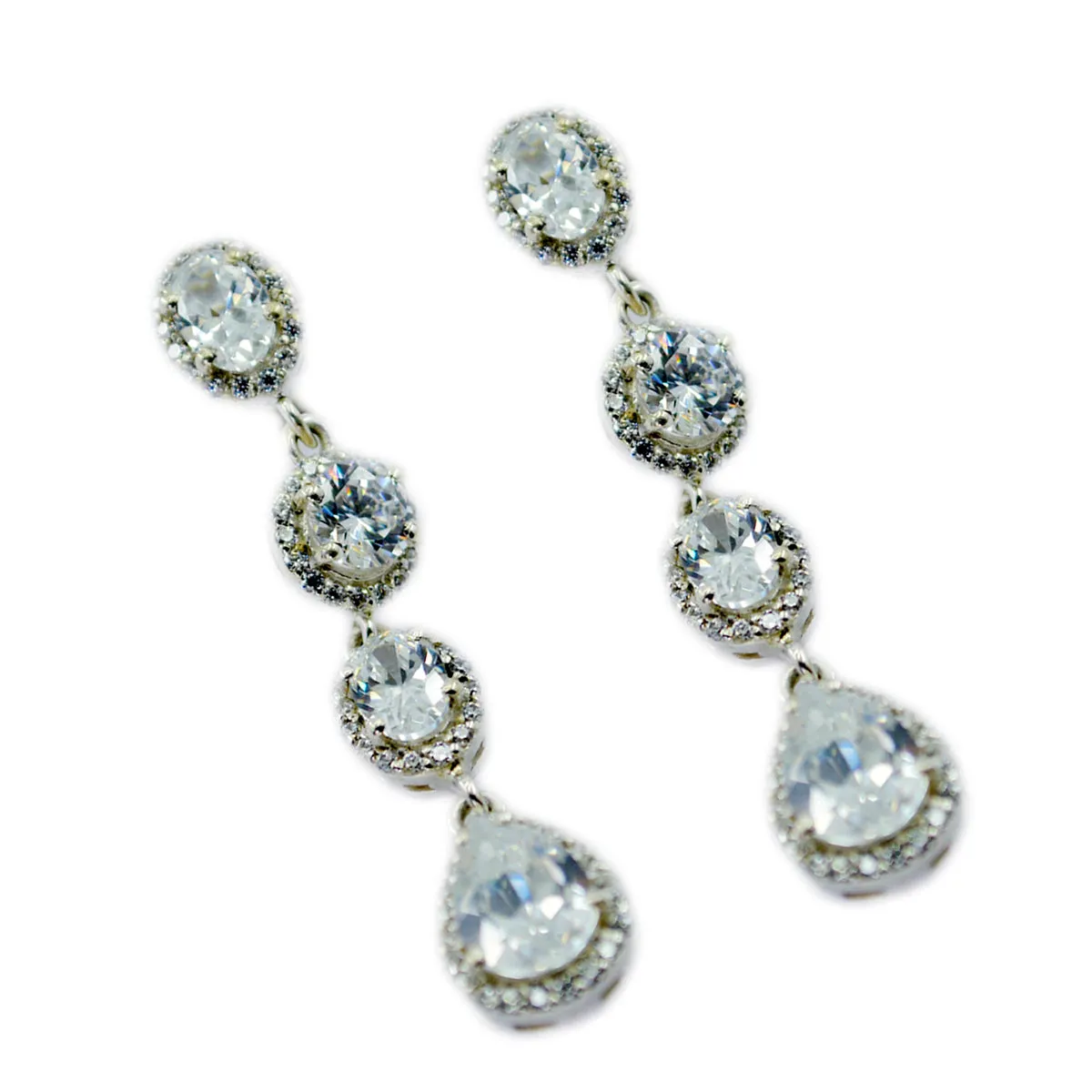 Riyo Cute Sterling Silver Earring For Lady White CZ Earring Bezel Setting White Earring Jhumka Earring