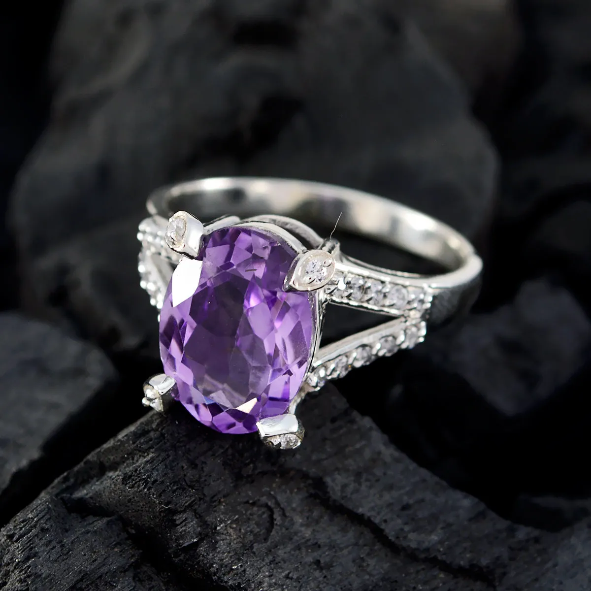 Riyo Engaging Gemstone Amethyst 925 Silver Rings Fine Selling Items