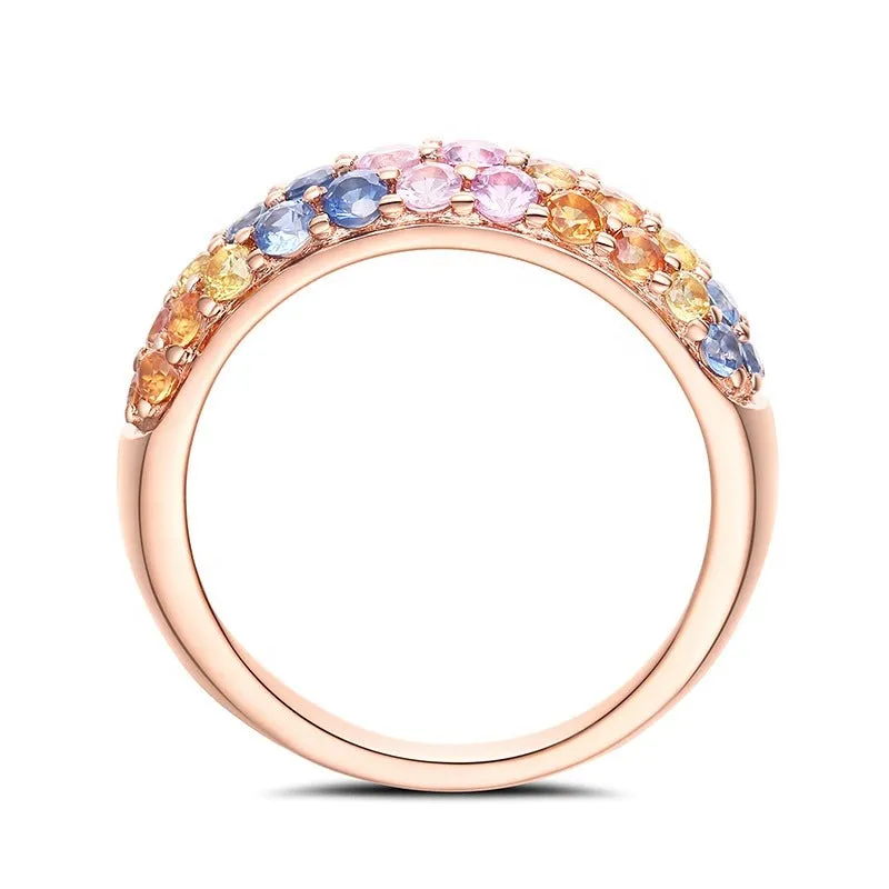 Sapphire Rainbow Ring 18K Gold