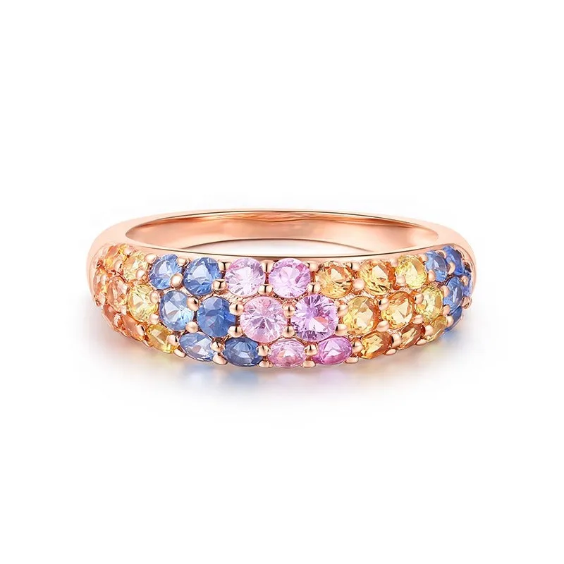 Sapphire Rainbow Ring 18K Gold