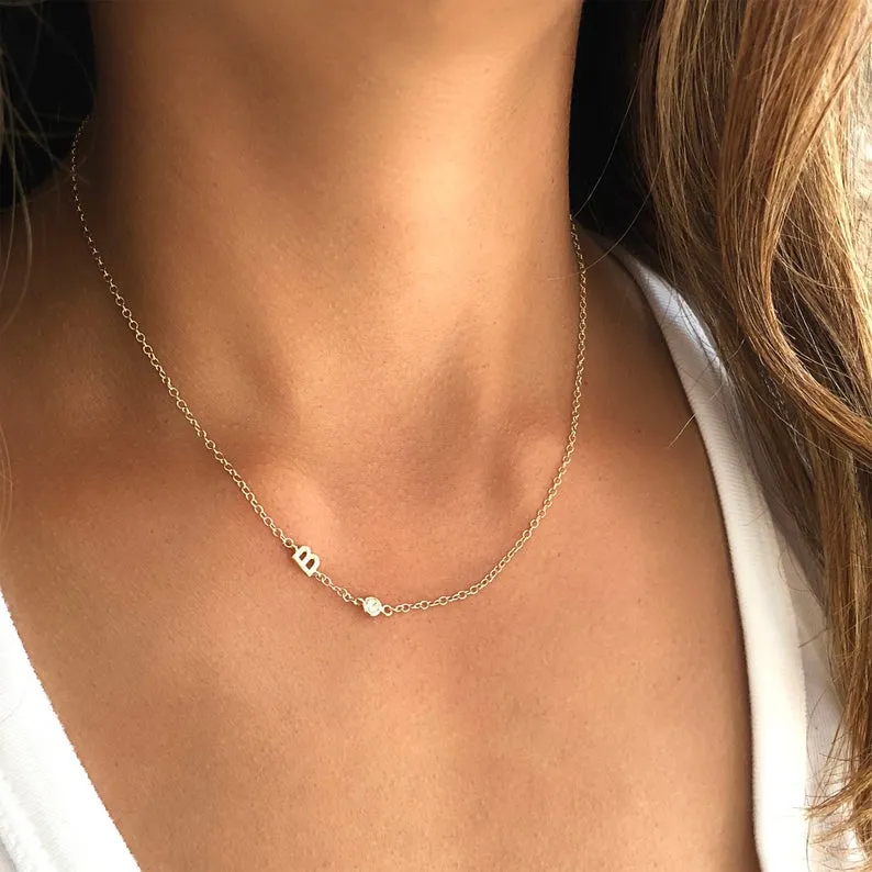 Sideway Initial Necklace