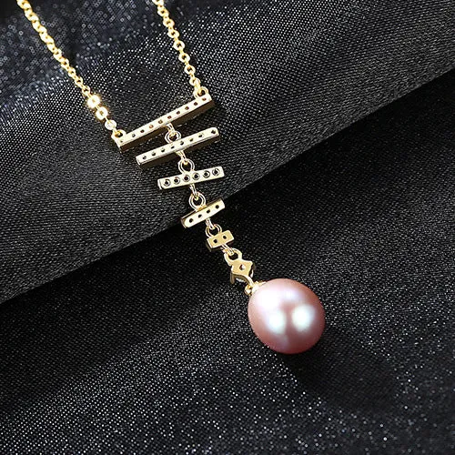 Silver Zirconia Pendant Freshwater Pearl Necklace