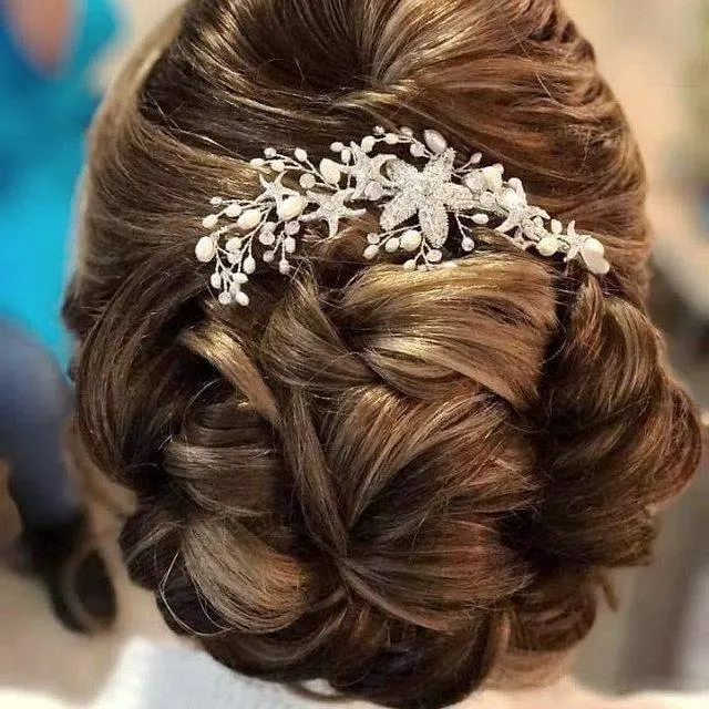 Starfish Wedding Hair Clip with Rhinestones and Pearls