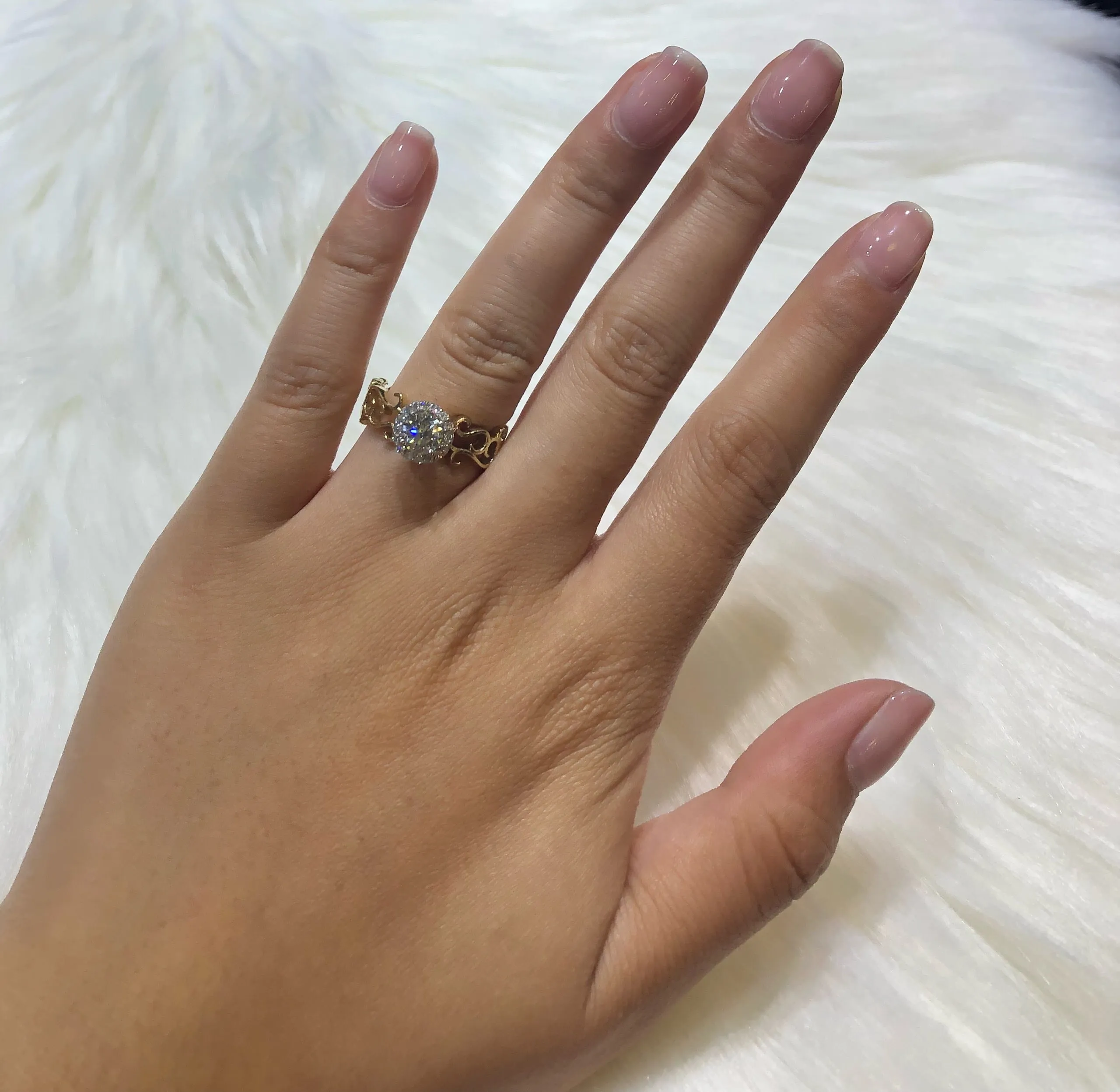 Two Toned Diamond Engagement Ring 0.76 ct tw 14K Yellow/White Gold DENG050
