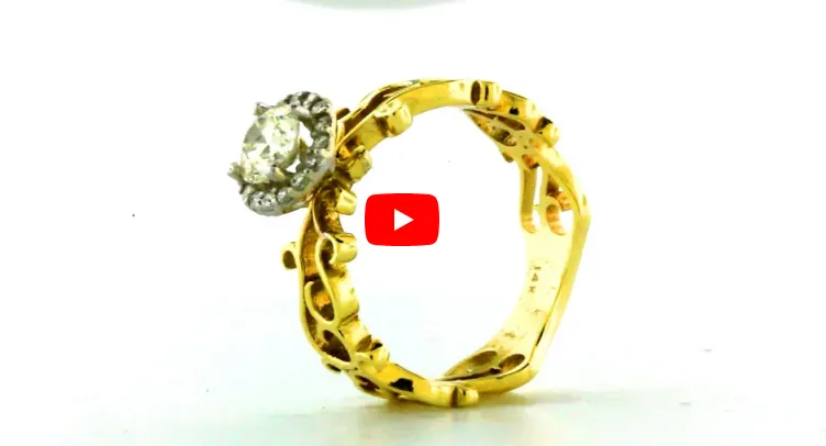 Two Toned Diamond Engagement Ring 0.76 ct tw 14K Yellow/White Gold DENG050