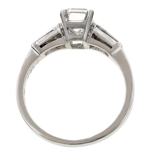 Vintage Engagement Ring, Emerald Cut 0.98ct.